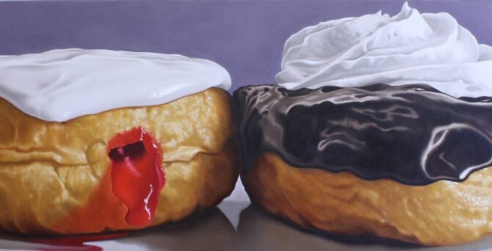 Portrait of Two Donuts, Oil on canvas 24 x 72