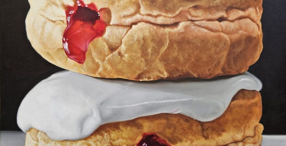 "Two Jelly Donuts" oil over acrylic on canvas 24" x 24"